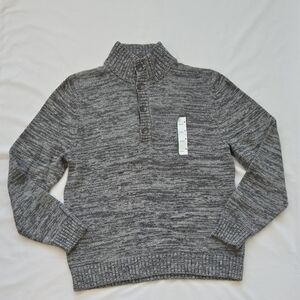 Men's Goodfellow & Co. Henley Heather Gray Sweater, Mock Neck, Button-up, Medium